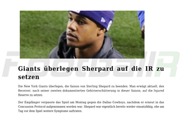 Giants Überlegen Sherpard Auf Die IR Zu Setzen,Das Sind Die