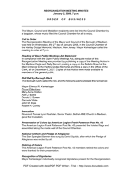 PDF Created with Deskpdf PDF Writer - Trial :: Reorganization Meeting Minutes – January 2, 2008