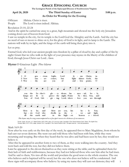 GRACE EPISCOPAL CHURCH Hymn O Gracious Light Phos Hilaron