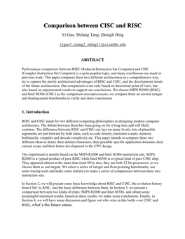 Comparison Between CISC and RISC