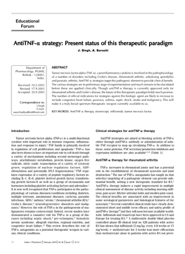 Antitnf-Α Strategy: Present Status of This Therapeutic Paradigm J