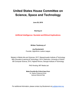 United States House Committee on Science, Space and Technology