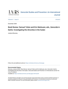 Samuel Totten and Eric Markusen, Eds., Genocide in Darfur: Investigating the Atrocities in the Sudan