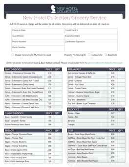 New Hotel Collection Grocery Service