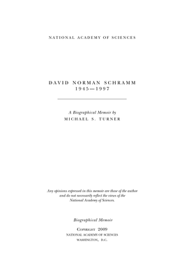 David Norman Schramm October 25, 1945–December 19, 1997