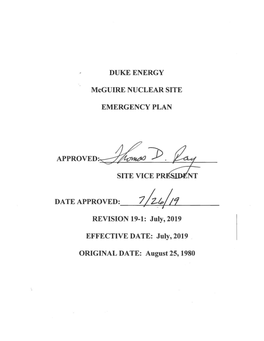 Mcguire Nuclear Station, Units 1 & 2, Revision 19-1 to Emergency