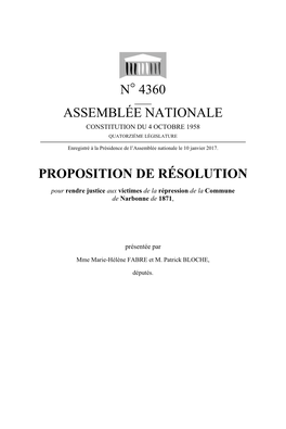 N° 4360 Assemblée Nationale Proposition De Résolution