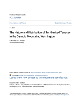 The Nature and Distribution of Turf-Banked Terraces in the Olympic Mountains, Washington