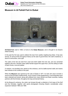 Museum in Al Fahidi Fort in Dubai