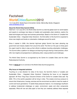 Factsheet Worldcitiessummit2012