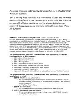 2014 Texas Surface Water Quality Standards