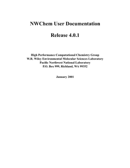Nwchem User Documentation Release 4.0.1