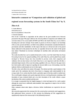 Interactive Comment on “Comparison and Validation of Global and Regional Ocean Forecasting Systems in the South China Sea” by X