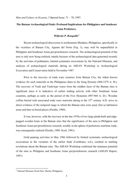 78, 1987. the Butuan Archaeological Finds