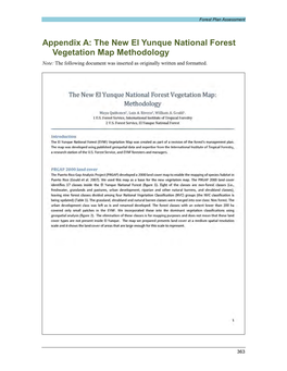 The New El Yunque National Forest Vegetation Map Methodology Note: the Following Document Was Inserted As Originally Written and Formatted