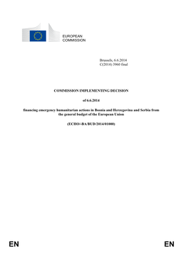 3960 Final COMMISSION IMPLEMENTING DECISION of 6.6.2014 Financing Emergency Huma