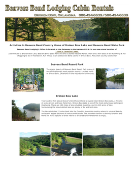 Area Attractions | Beavers Bend Lodging