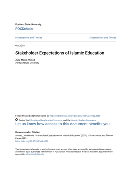Stakeholder Expectations of Islamic Education