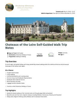 Chateaux of the Loire Self-Guided Walk Trip Notes