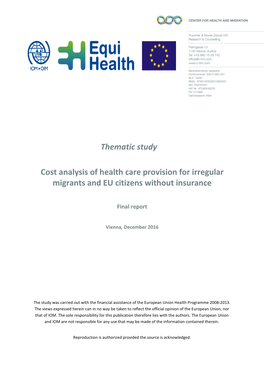 Thematic Study Cost Analysis of Health Care Provision for Irregular