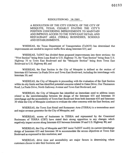 Resolution No. 14-2001 a Resolution of the City