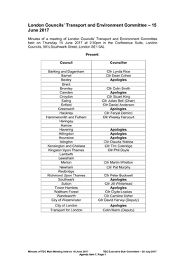 ALG Transport and Environment Committee