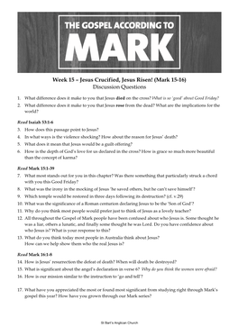 Week 16 Mark 15 Easter