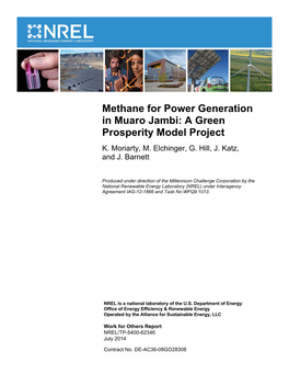 Methane for Power Generation in Muaro Jambi: a Green Prosperity Model Project K