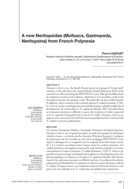 A New Neritopsidae (Mollusca, Gastropoda, Neritopsina) from French Polynesia