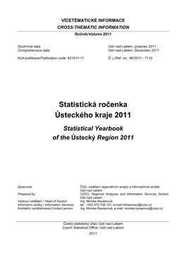 Statistická Ročenka Ústeckého Kraje 2011