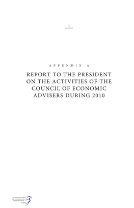 Report to the President on the Activities of the COUNCIL of Economic Advisers DURING 2010