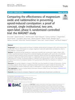 Comparing the Effectiveness of Magnesium Oxide and Naldemedine in Preventing Opioid-Induced Constipation