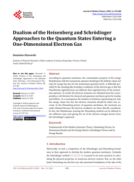 Dualism of the Heisenberg and Schrödinger Approaches to the Quantum States Entering a One-Dimensional Electron Gas