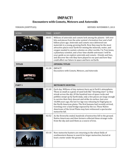 IMPACT! Encounters with Comets, Meteors and Asteroids