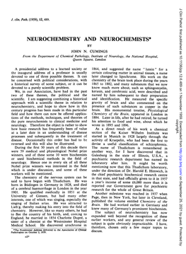 Neurochemistry and Neurochemists* by John N