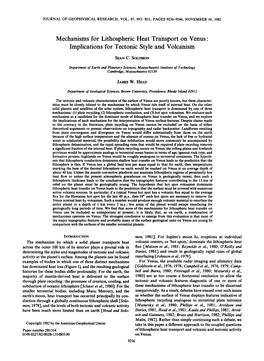 Mechanisms for Lithospheric Heat Transport on Venus Implications For