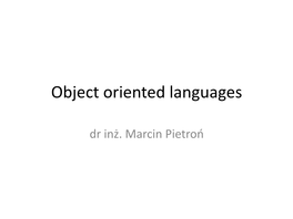 Object Oriented Languages