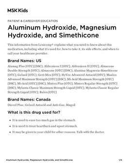 Aluminum Hydroxide, Magnesium Hydroxide, and Simethicone