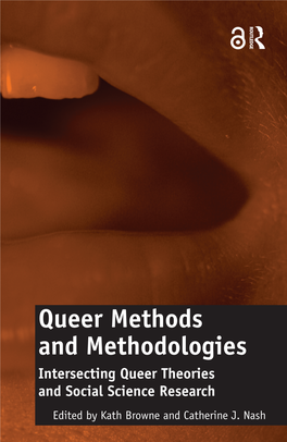 Queer Methods and Methodologies Queer Theories Intersecting and Social Science Research