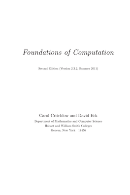 Foundations of Computation, Version 2.3.2 (Summer 2011)