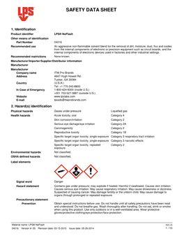 Material Safety Data Sheet