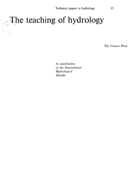 The Teaching of Hydrology