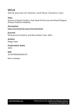 Sources of Saudi Conduct: How Saudi Family Law and Royal Polygyny Produce Political Instability