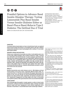 Prandial Options to Advance Basal Insulin Glargine Therapy