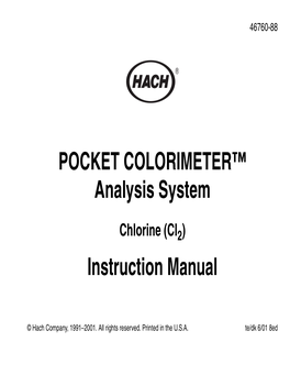 POCKET COLORIMETER™ Analysis System Instruction Manual