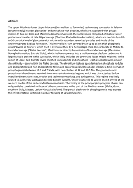 Abstract the Upper Middle to Lower Upper Miocene (Serravallian to Tortonian) Sedime