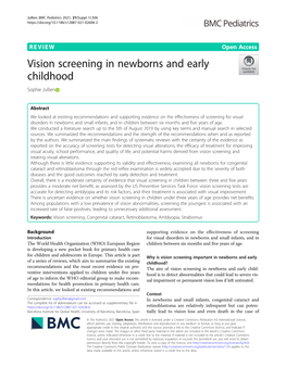 Vision Screening in Newborns and Early Childhood Sophie Jullien