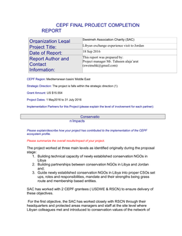 Cepf Final Project Completion Report