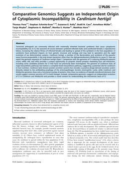 Comparative Genomics Suggests an Independent Origin of Cytoplasmic Incompatibility in Cardinium Hertigii