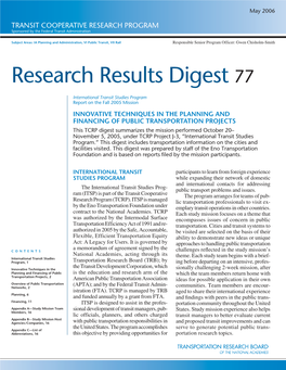 TCRP Research Results Digest 77